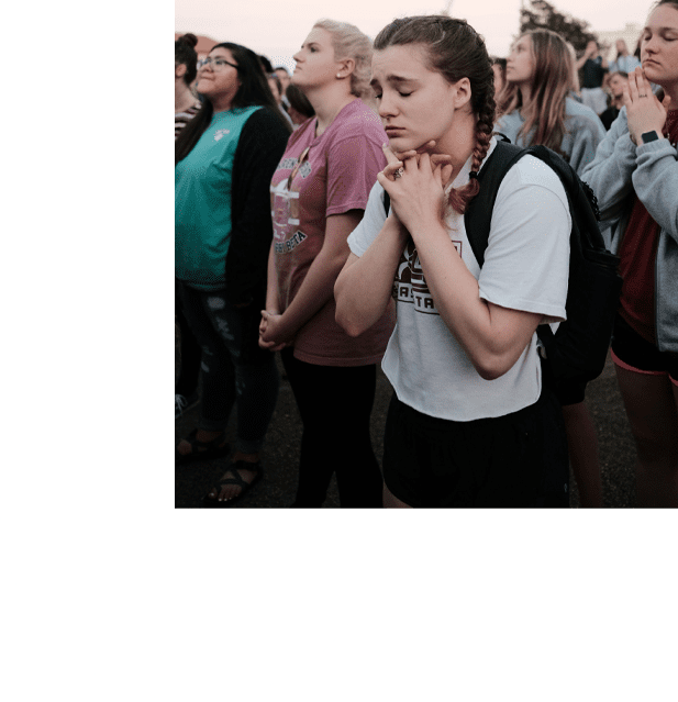 Young woman in crowd