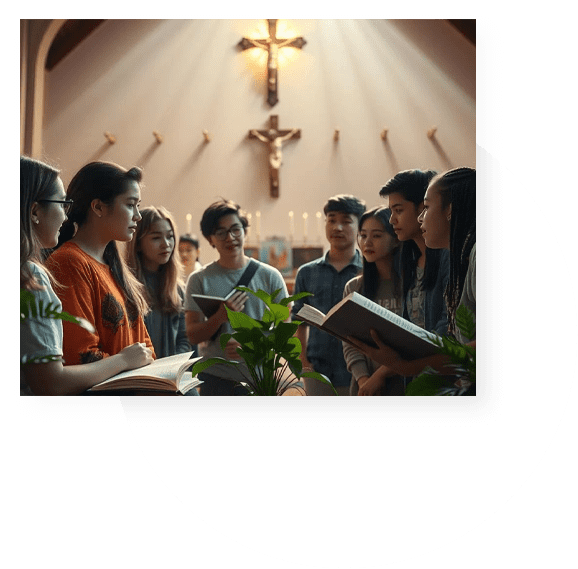 Youth group in church